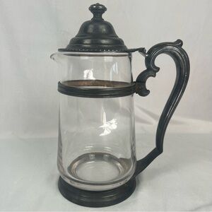 VTG 60s International Silver Glass Pitcher Commerce Club Atlanta Lid Pour Spout